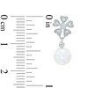 Thumbnail Image 2 of 6.0-7.0mm Freshwater Cultured Pearl and White Topaz Flower Drop Earrings in Sterling Silver
