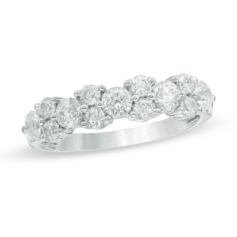 1 CT. T.W. Diamond Alternating Duos Anniversary Band in 10K White Gold