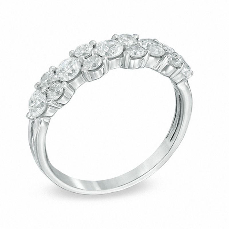 Main Image 2 of 1 CT. T.W. Diamond Alternating Duos Anniversary Band in 10K White Gold