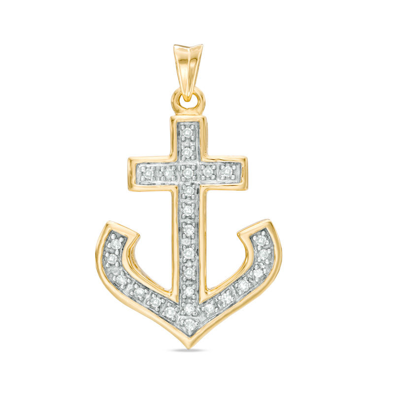 Main Image 1 of Men's 1/5 CT. T.W. Diamond Anchor Charm in 10K Gold