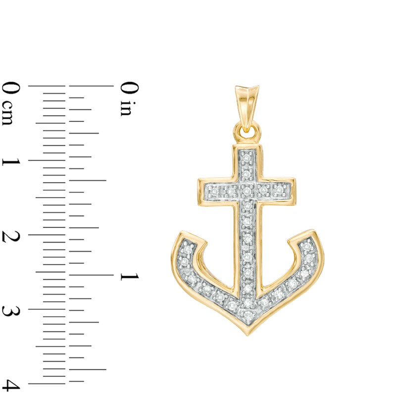 Main Image 2 of Men's 1/5 CT. T.W. Diamond Anchor Charm in 10K Gold