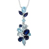 Thumbnail Image 0 of Multi-Shaped Blue Topaz and Lab-Created Blue Sapphire Pendant in Sterling Silver