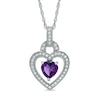 Thumbnail Image 1 of 6.0mm Heart-Shaped Amethyst and Lab-Created White Sapphire Buckle Pendant in Sterling Silver