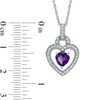 Thumbnail Image 2 of 6.0mm Heart-Shaped Amethyst and Lab-Created White Sapphire Buckle Pendant in Sterling Silver