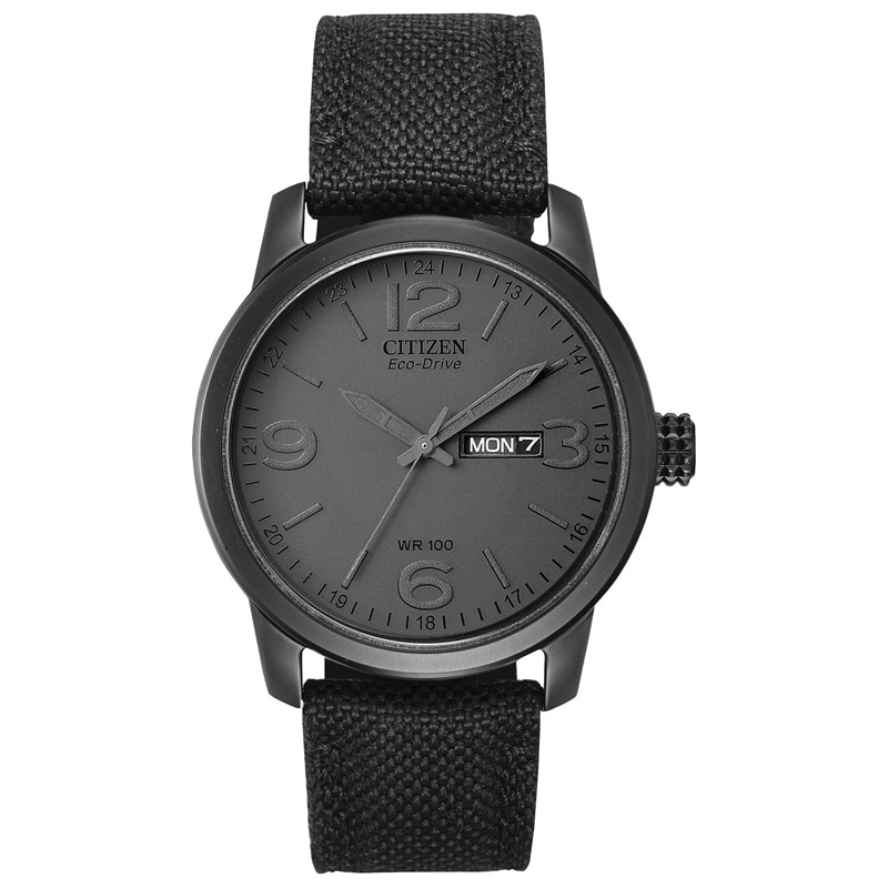 Main Image 1 of Men's Citizen Eco-Drive® Military-Inspired Black Out Watch (Model: BM8475-00F)