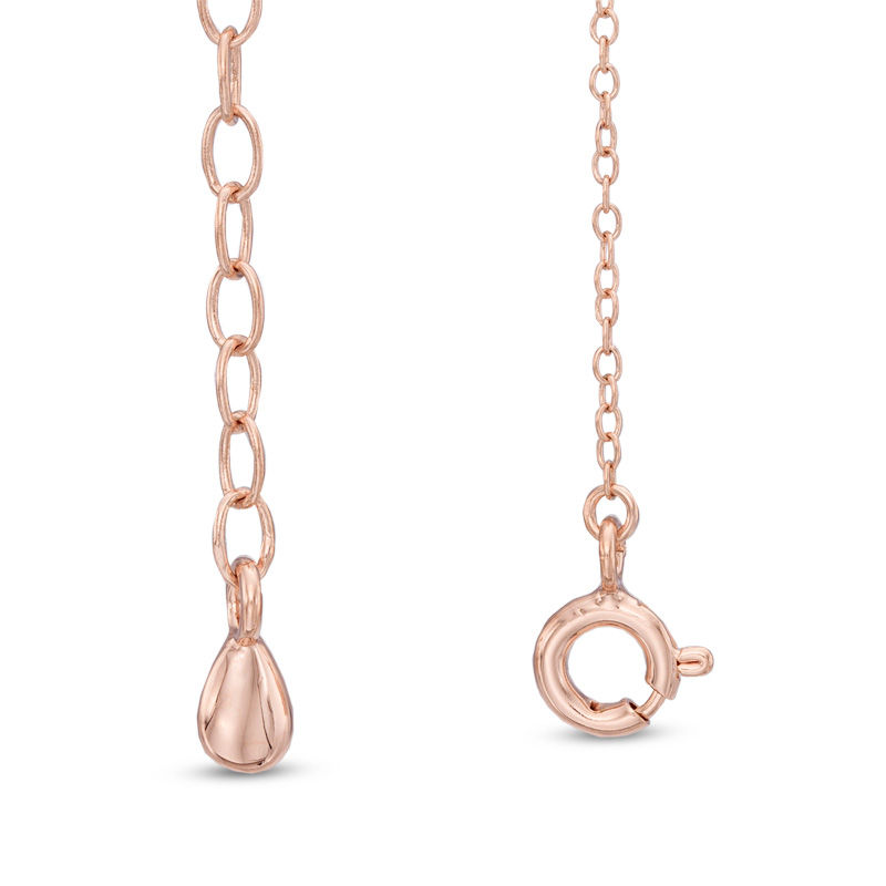 Main Image 2 of Lab-Created White Sapphire Bow Heart Lariat-Style Necklace in Sterling Silver with 18K Rose Gold Plate - 18.5"