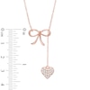 Thumbnail Image 3 of Lab-Created White Sapphire Bow Heart Lariat-Style Necklace in Sterling Silver with 18K Rose Gold Plate - 18.5"