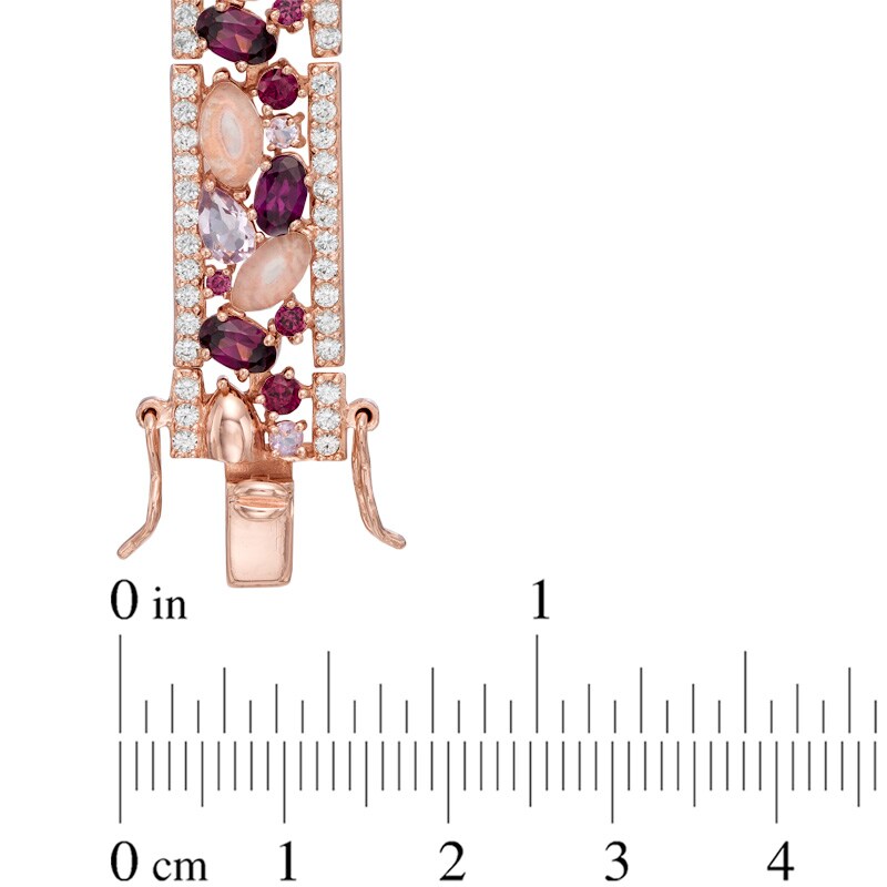 Main Image 2 of Multi-Gemstone and Lab-Created White Sapphire Bracelet in Sterling Silver with 18K Rose Gold Plate - 7.25"
