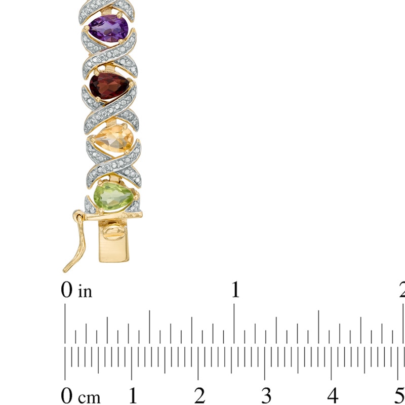 Main Image 2 of Multi-Gemstone and Diamond Accent Bracelet in Sterling Silver with 18K Gold Plate - 7.5"