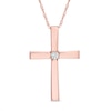 Thumbnail Image 0 of Diamond Accent Solitaire Cross Pendant in 10K Rose Gold