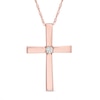 Thumbnail Image 1 of Diamond Accent Solitaire Cross Pendant in 10K Rose Gold