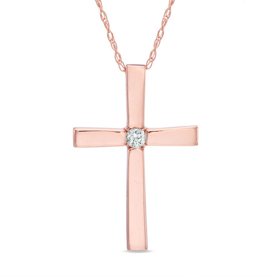 Womens rose gold cross necklace clearance