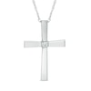 Thumbnail Image 0 of Diamond Accent Solitaire Cross Pendant in 10K White Gold
