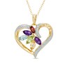 Thumbnail Image 1 of Multi-Gemstone and Diamond Accent Heart Pendant in Sterling Silver with 18K Gold Plate