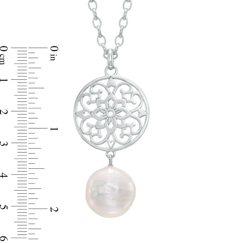 15.0 - 16.0mm Coin Cultured Freshwater Pearl Medallion Pendant in Sterling Silver