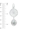 Thumbnail Image 1 of 14.0 - 15.0mm Coin-Shaped Cultured Freshwater Pearl Medallion Drop Earrings in Sterling Silver