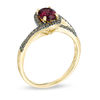 Thumbnail Image 1 of Oval Rhodolite Garnet and 1/5 CT. T.W. Champagne Diamond Ring in 10K Gold