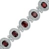 Thumbnail Image 1 of Oval Garnet Bracelet in Sterling Silver - 7.5"