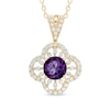Thumbnail Image 0 of 5.5mm Amethyst and Lab-Created White Sapphire Clover Pendant in Sterling Silver with 14K Gold Plate