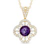 Thumbnail Image 1 of 5.5mm Amethyst and Lab-Created White Sapphire Clover Pendant in Sterling Silver with 14K Gold Plate