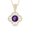 Thumbnail Image 0 of 5.5mm Amethyst and Lab-Created White Sapphire Clover Pendant in Sterling Silver with 14K Gold Plate