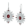 Garnet Vintage-Style Flower Drop Earrings in Sterling Silver