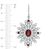 Garnet Vintage-Style Flower Drop Earrings in Sterling Silver