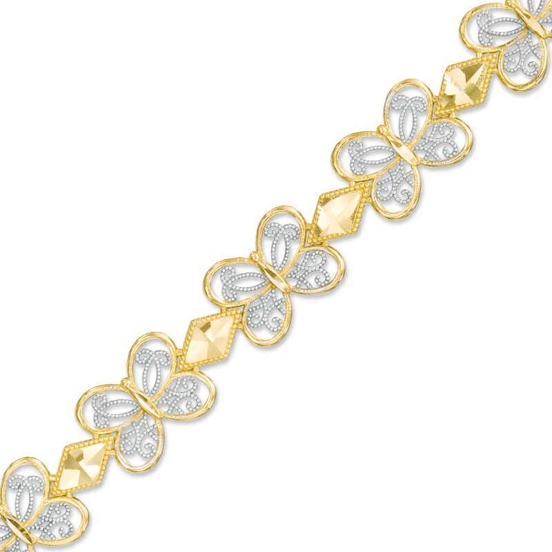 Main Image 1 of Butterfly Link Bracelet in 10K Gold