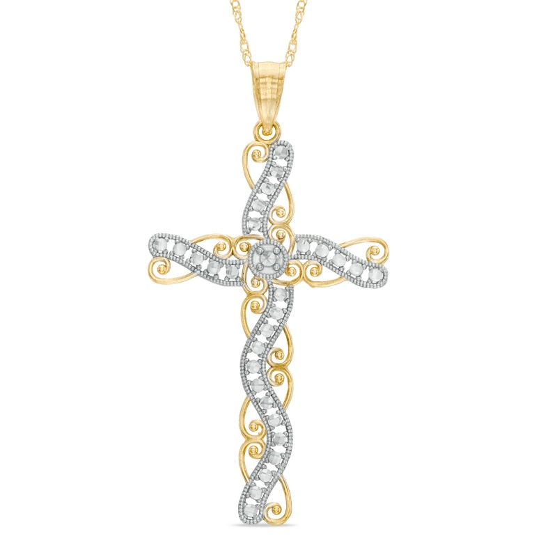 Main Image 1 of Swirl Cross Pendant in 10K Gold