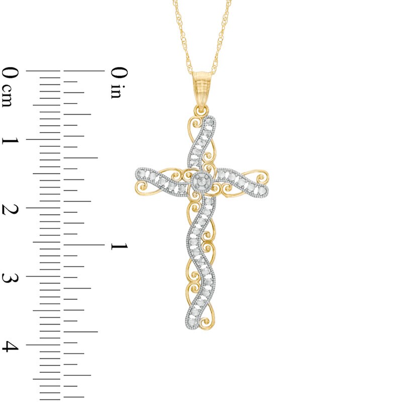 Main Image 2 of Swirl Cross Pendant in 10K Gold