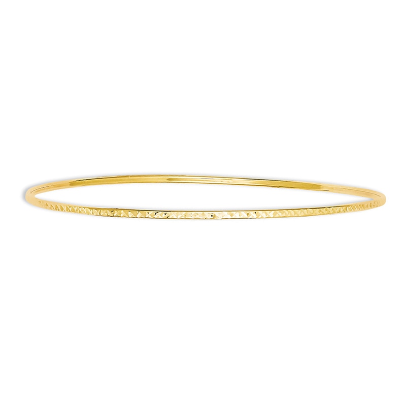 Main Image 1 of Diamond-Cut Slip-On Bangle in 14K Gold - 8.0"
