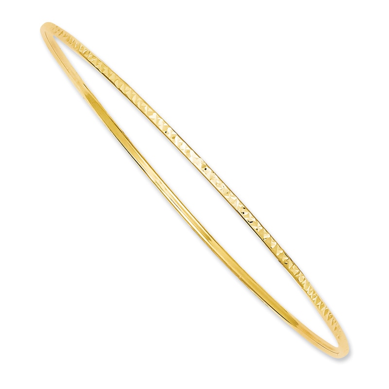 Diamond-Cut Slip-On Bangle in 14K Gold - 8.0"