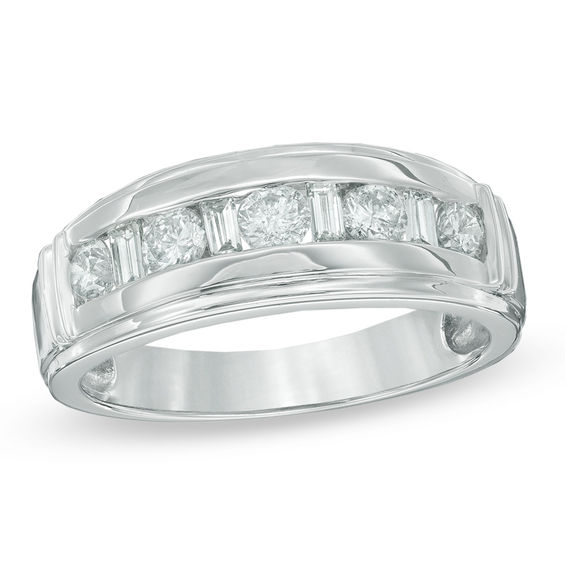 Mens wedding sales ring with baguettes