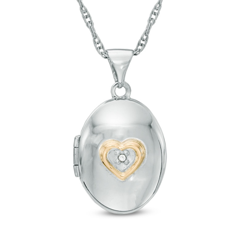 Diamond Accent "A Promise of Forever" Oval Locket in 10K White Gold