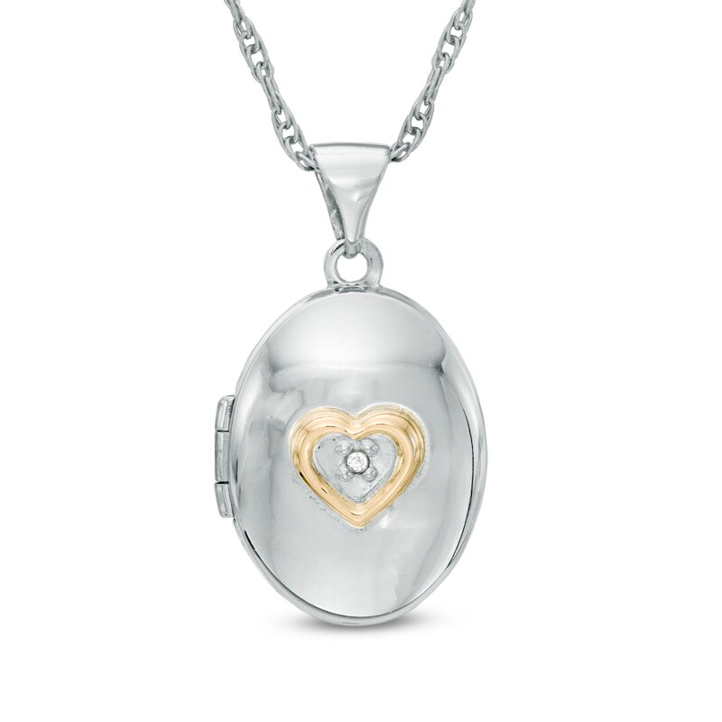 Main Image 1 of Diamond Accent "A Promise of Forever" Oval Locket in 10K White Gold