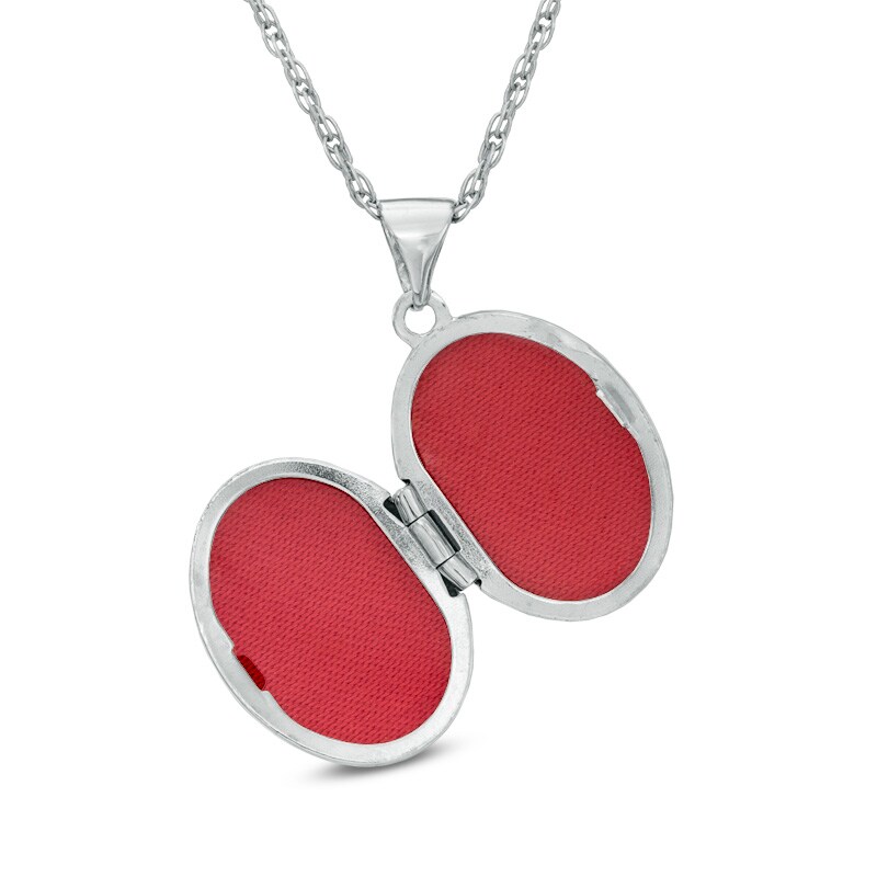 Main Image 2 of Diamond Accent "A Promise of Forever" Oval Locket in 10K White Gold