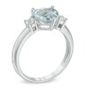 Thumbnail Image 2 of 8.0mm Heart-Shaped Aquamarine and Lab-Created White Sapphire Ring in Sterling Silver