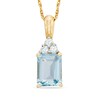 Thumbnail Image 1 of Emerald-Cut Aquamarine and Lab-Created White Sapphire Pendant in 10K Gold