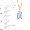 Thumbnail Image 1 of Emerald-Cut Aquamarine and Lab-Created White Sapphire Pendant in 10K Gold