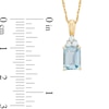 Thumbnail Image 2 of Emerald-Cut Aquamarine and Lab-Created White Sapphire Pendant in 10K Gold