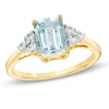 Thumbnail Image 0 of Emerald-Cut Aquamarine and Lab-Created White Sapphire Ring in 10K Gold