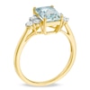 Thumbnail Image 1 of Emerald-Cut Aquamarine and Lab-Created White Sapphire Ring in 10K Gold