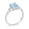 Thumbnail Image 2 of Emerald-Cut Aquamarine and Diamond Accent Ring in 10K White Gold