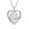 Thumbnail Image 0 of 8.0mm Heart-Shaped Lab-Created Opal and White Sapphire Swirl Pendant in Sterling Silver