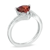 Thumbnail Image 1 of 8.0mm Trillion-Cut Garnet and Diamond Accent Ring in 10K White Gold