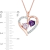 Thumbnail Image 2 of 6.0mm Heart-Shaped Amethyst and Diamond Accent Heart Pendant in Sterling Silver with 14K Rose Gold Plate