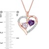 Thumbnail Image 2 of 6.0mm Heart-Shaped Amethyst and Diamond Accent Heart Pendant in Sterling Silver with 14K Rose Gold Plate