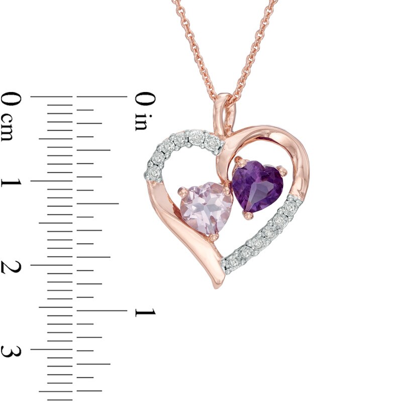 6.0mm Heart-Shaped Amethyst and Diamond Accent Heart Pendant in Sterling Silver with 14K Rose Gold Plate