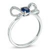 Thumbnail Image 2 of Oval Lab-Created Blue Sapphire and Diamond Accent Bow Ring in 10K White Gold