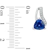 Thumbnail Image 1 of 7.0mm Trillion-Cut Lab-Created Blue Sapphire and Diamond Accent Drop Earrings in Sterling Silver